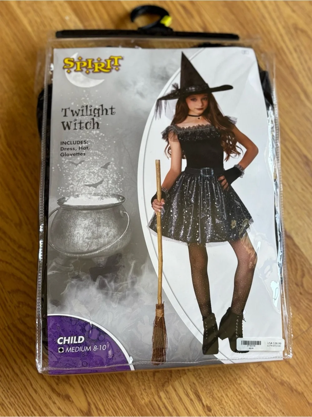 Spirit Twilight Witch Girls Costume Black Halloween Dress-Up Sz M 8-10 NEW